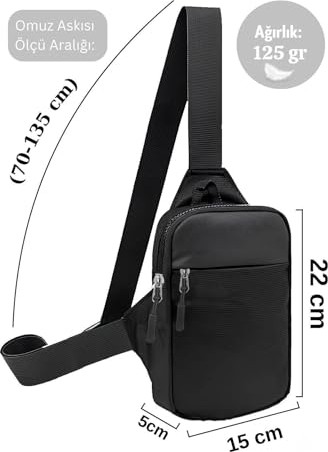 1001 Unisex Siyah Suya Dayanıklı Çapraz Askılı Bel Omuz Çanta Göğüs Bodybag, Impertex Kumaş, Ç görsel 4