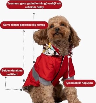 Aesco Köpek Yağmurluğu Kırmızı NON300 (Large) görsel 2
