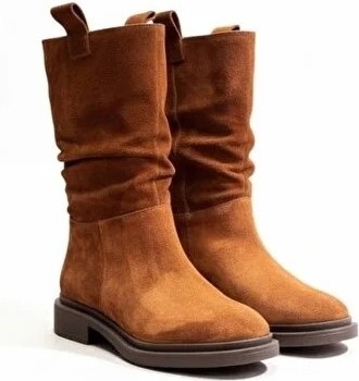 Ne&Ve Shoes Süet Hakiki Deri Körüklü Rahat Kadın Günlük Çizme görsel 6