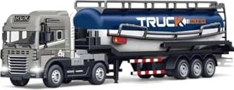 Aesco 1:24 Ölçek Diecast Metal Kafa Işıklı ve Sesli Oyuncak Tanker Tırı - Ayrılabilir Dorseli Model Araba görsel 2