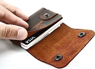 1001 Hakiki Deri Kartlık, Kredi Kartı Cüzdanı, El Yapımı Minimal, Erkek & Kadın Minimalist Kartlı görsel 4