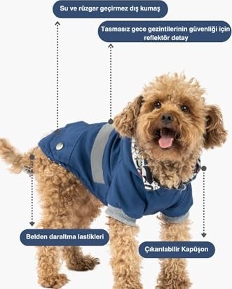 Aesco Indigo Köpek Yağmurluğu KY-101 (Medium) görsel 3
