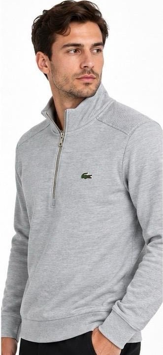 Lacoste Fermuar Yaka Gri Regular Fit Uzun Kol görsel 3
