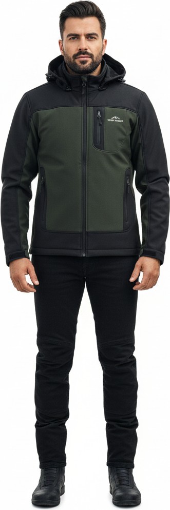 Snowmount Siyah Haki Trail Softshell Su İtici Rüzgar Geçirmez Mont Ceket görsel 6
