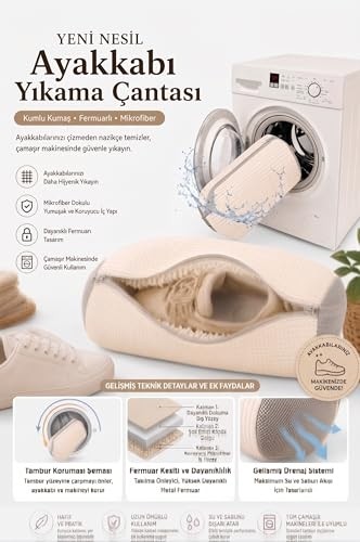 1001 Mikrofiber Ayakkabı Yıkama Çantası - Spor Ayakkabı ve Hassas Çamaşırlar Için Çizilme Önl görsel 4