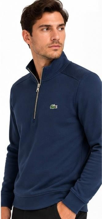 Lacoste Fermuar Yaka Regular Fit Lacivert Uzun Kol