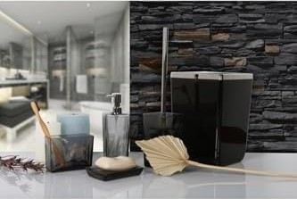 Prime Biga Banyo Seti, Şeffaf Siyah görsel 2