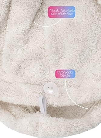 TeknoKapsül Mikrofiber Saç Havlusu Süper Emici Hızlı Kuruyan Türban Saç Havlusu Şapkası, Uzun Kıvırcık Kalın Saçlar Için Duş Saç Kurutma Havlusu, Plaj Havuz Banyo Kullanım (Krem)