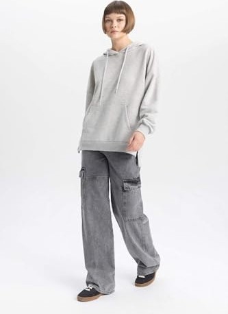 1001 Oversize Geniş Kalıp Kapüşonlu Sweatshirt görsel 3
