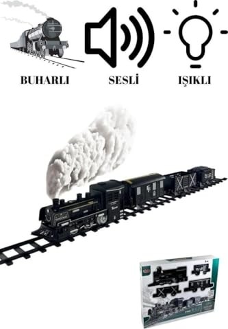 Aesco Vardem Işıklı ve Sesli Buhar Çıkartan 15 Parça Tren Seti, 3 Farklı Ray Kurulumu, Pilli Oyuncak Tren 3+ Yaş FF-1603C-4C görsel 2