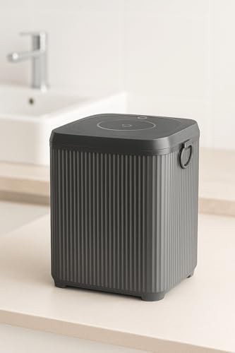 Prime Serisi Gri Banyo Seti, 5 Parça Akrilik Kare 5 Litre Çöp Kovası, Sabunluk, Fırçalık Takımı 3462 Gri görsel 2