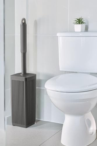 Prime Serisi Gri Banyo Seti, 5 Parça Akrilik Kare 5 Litre Çöp Kovası, Sabunluk, Fırçalık Takımı 3462 Gri görsel 3
