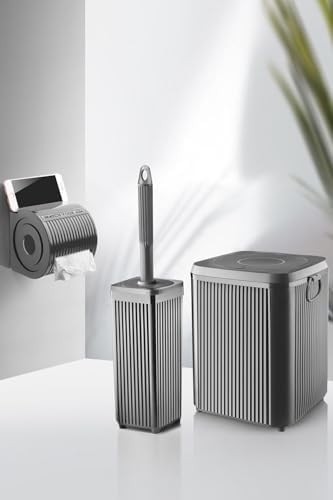 Prime Çöp Kovası Tuvalet Fırçası Wc Kağıtlığı Fırça Banyo Seti Gri 3013