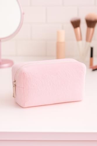 1001 Peluş Yumuşacık Makyaj Çantası - Kozmetik Organizeri (Pembe) görsel 4