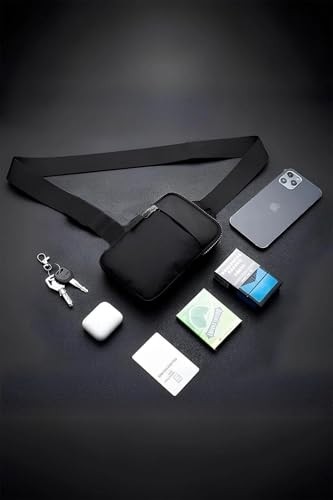 1001 Unisex Siyah Suya Dayanıklı Çapraz Askılı Bel Omuz Çanta Göğüs Bodybag, Impertex Kumaş, Ç görsel 5