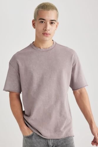 1001 Comfort Regular Fit Rahat Kalıp Bisiklet Yaka Yıkamalı Soluk Efektli Kısa Kollu Tişört B9223AX görsel 2
