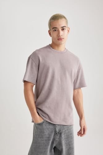 1001 Comfort Regular Fit Rahat Kalıp Bisiklet Yaka Yıkamalı Soluk Efektli Kısa Kollu Tişört B9223AX görsel 4