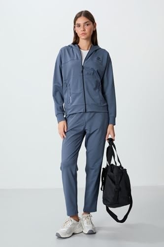 1001 Tommylıfe Indigo Kapüşonlu Gizli Cep Detaylı Standart Kalıp Eşofman Takımı, T10BY-95306 görsel 3