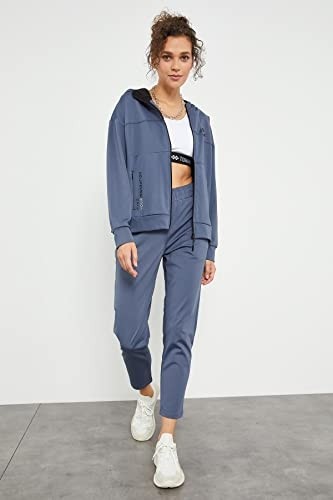 1001 Tommylıfe Indigo Kapüşonlu Gizli Cep Detaylı Standart Kalıp Eşofman Takımı, T10BY-95306 görsel 4