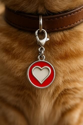 Aesco Busstier Kedi Köpek Isimlik Metal Pet Kimlik Rozeti Isim Telefon Yazılabilir Dayanıklı Suya Dayanıklı Tasmaya Uygun Evcil Hayvan Künyesi (Kırmızı Kalp) görsel 3