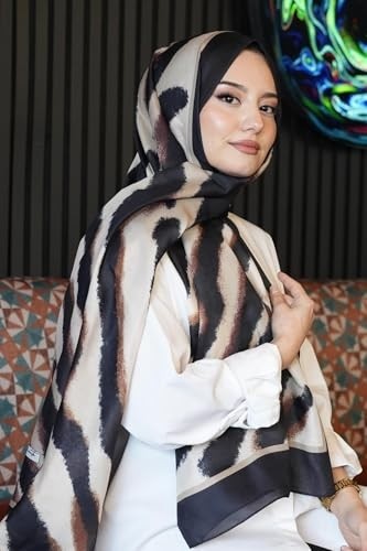 1001 Zebra Desen Karamel Soft Pamuk Şal görsel 2