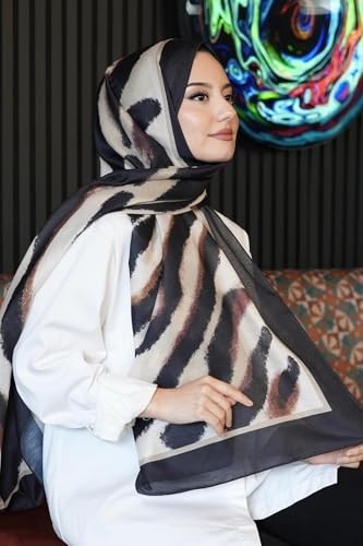 1001 Zebra Desen Karamel Soft Pamuk Şal görsel 3