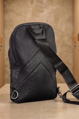 1001 Çapraz Sırt Omuz Göğüs Su Geçirmez Askılı Unisex Gri Şeritli Siyah Çanta (18X30 Cm) (Sport görsel 3