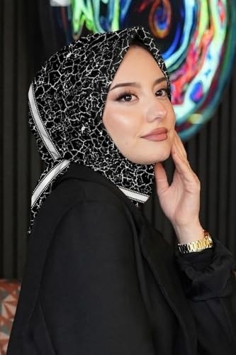 1001 Mermer Desen Beyaz Soft Pamuk Eşarp görsel 2