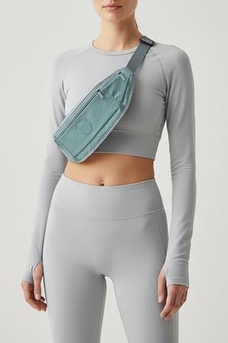 Aesco Koşucu Bel Çantası, Reflektörlü, Haki, Paraşüt Kumaş, Ön Cepli, Unisex Spor Fitness Gym Çantası (Yeşil) görsel 2