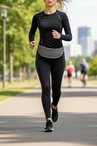 Aesco Koşucu Bel Çantası, Reflektörlü, Haki, Paraşüt Kumaş, Ön Cepli, Unisex Spor Fitness Gym Çantası (Haki) görsel 3