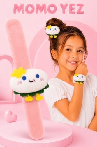 Aesco Mochi Yumurta Peluş Bileklik Oyuncak, Bileğe Vurunca Sarılan Slap Bileklik, Çok Amaçlı Saç Tokası