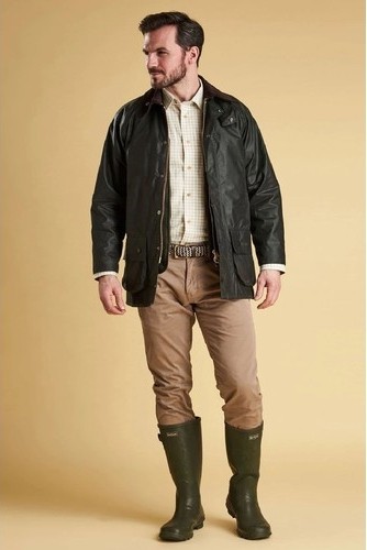 Barbour Beaufort SG91 Sage Yağlı Ceket Erkek Günlük Kullanım İçin Yeşil Renk Orta Kalınlık görsel 3