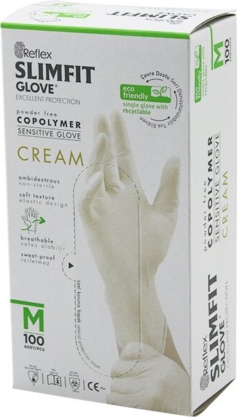 Dorasan Reflex Slimfit Glove KOD-029 M Krem Pudrasız Muayene Eldiven 100LÜ