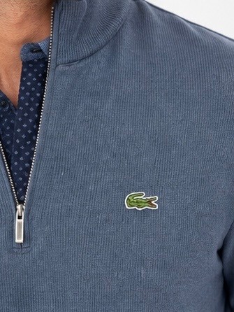 Lacoste Fermuar Yaka Indigo DAR KESİM Uzun Kol görsel 5