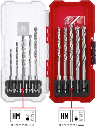 Die Grup Orijinal Einhell S-Case 10 Parçalı Duvar Matkap Ucu Seti (Dın 10083-2'YE Göre Çelikten Yapılmış, E 6.3 Sap, Takılı Karbür Uç, Haddelenmiş Mil, Saklama Kutusu Dahil) - 49108743 görsel 3