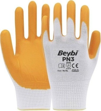 TeknoKapsül Nitril Sarı Iş Eldiveni 10 Beden 60 Adet Paket Fırsatı