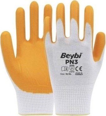 TeknoKapsül 12 Adet Nitril Eldiven Polyester Örme Yapı Işleri Için Koruyucu