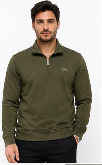 Lacoste Fermuar Yaka Haki Regular Fit görsel 3