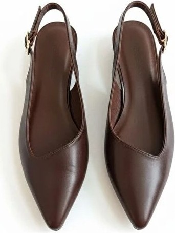 Ne&Ve Shoes Kahve Deri Sivri Burun Tokalı Kadın Babet görsel 2
