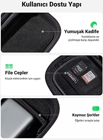 Aesco Ugreen Elektronik Aksesuar Kutusu Güç Bankası Kablo Pil Için（mavi） görsel 3
