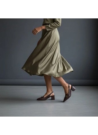 Ne&Ve Shoes Siyah Deri Üç Tokalı Kadın Sivri Burun Kalın Topuklu Ayakkabı görsel 3