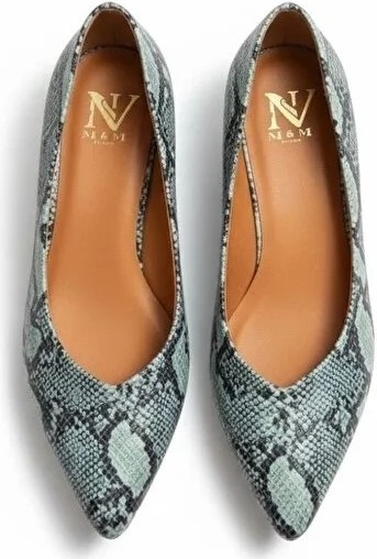 Ne&Ve Shoes Deri Yılan Baskı Sivri Burun Şık ve Rahat Günlük Babet görsel 8
