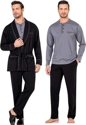 Pierre Cardin 5605 5'li Röpteşambır Pijama Seti - Siyah görsel 4