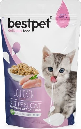 Die Grup Bestpet Yavru Kediler Için, Tahılsız, Jöle Içinde Tavuk Parça Etli Yaş Mama, 85 gr x 24 Adet