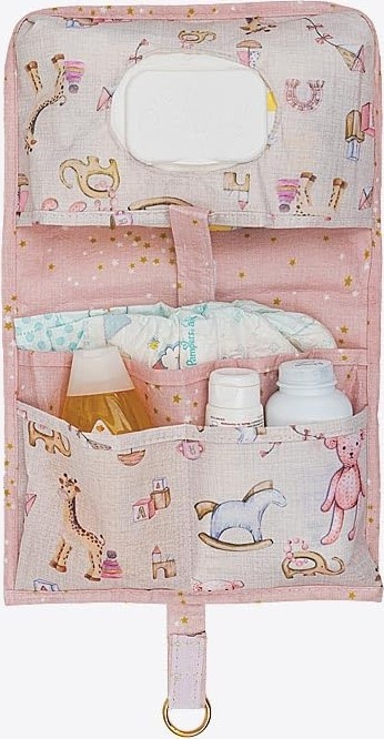 Aesco Baby Alt Açma Bakım Çantası, Pembe | Bebek Alt Değiştirme Organizeri, Taşınabilir Bakım Çantası, 24X40 cm görsel 2