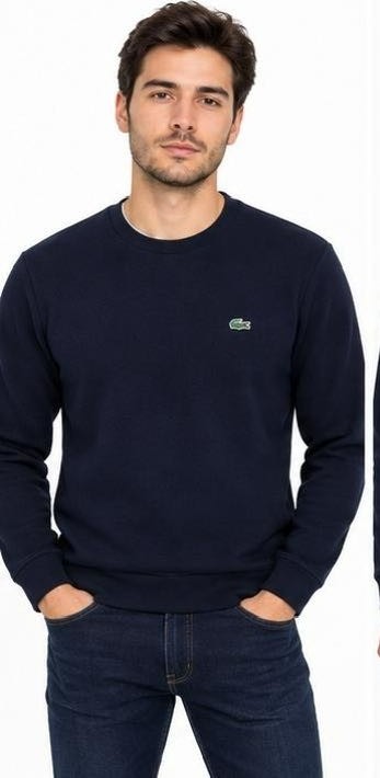 Lacoste Bisiklet Yaka Lacivert Dar Kesim Sweatshırt görsel 4