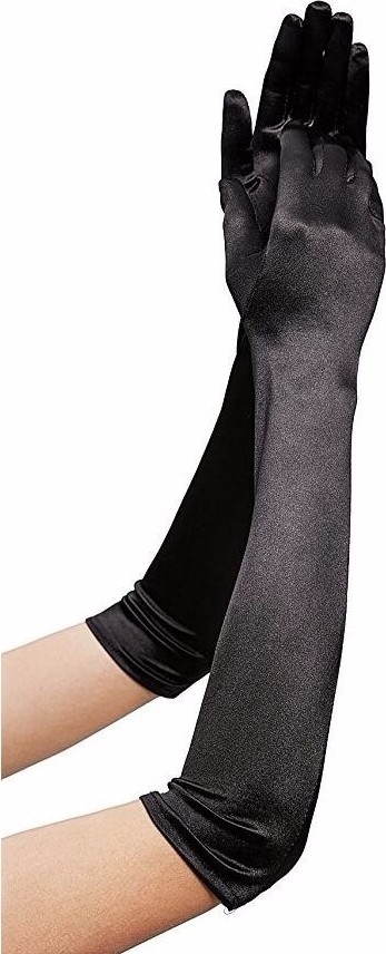 Aslanoğlu Store Siyah Renk Dirseğe Kadar Uzun Kumaş Eldiven 40 cm