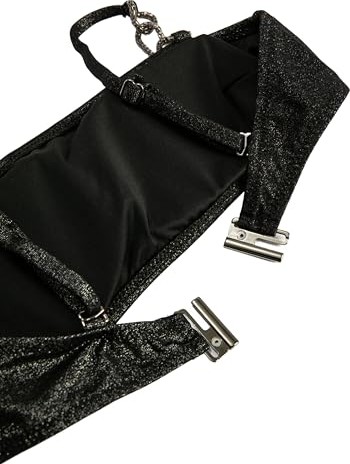 1001 Simli Bikini Üstü Metal Aksesuar Detaylı Askılı Kaplı görsel 3