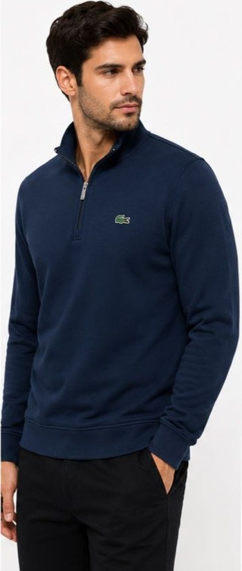 Lacoste Fermuar Yaka Regular Fit Indigo görsel 3