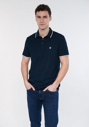Mavi Şerit Detaylı Lacivert Polo Tişört 066039-30651 görsel 7
